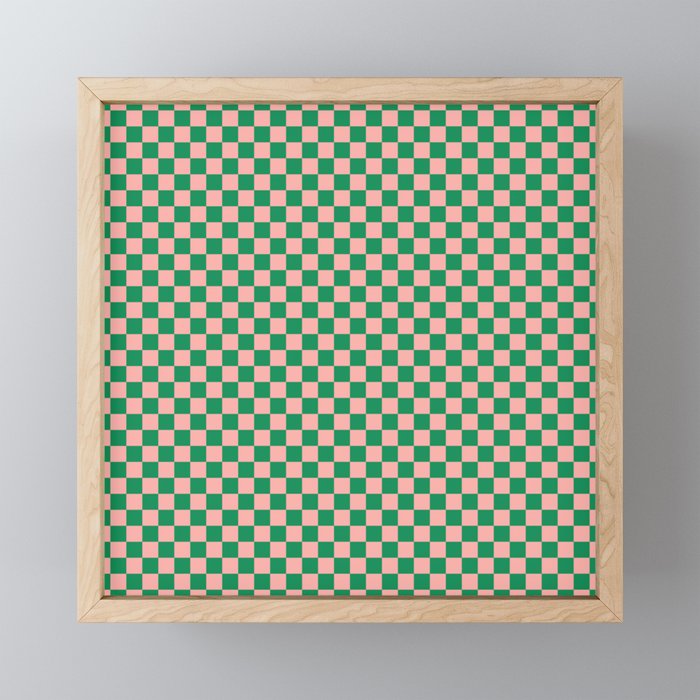 Miniature Check Pattern in Pink and Green Mini Art Print Gallery Image 1
