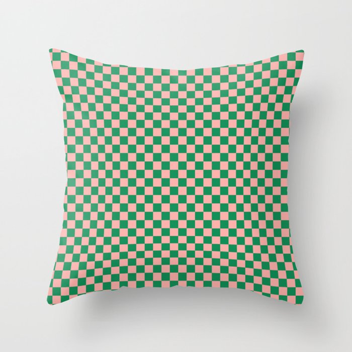 Miniature Check Pattern in Pink and Green Throw Pillow Gallery Image 6