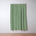 Miniature Check Pattern in Pink and Green Window Curtain Gallery Image 3
