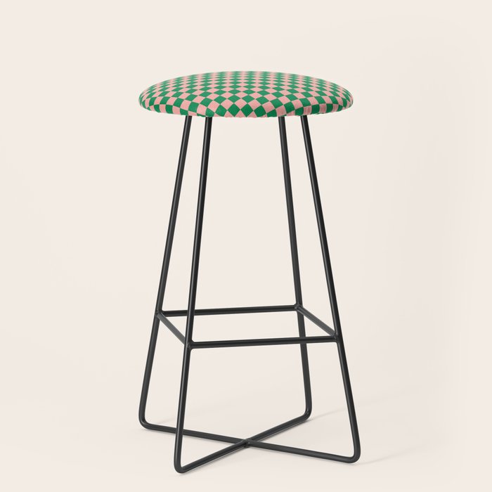 Miniature Check Pattern in Pink and Green Stool Gallery Image 1