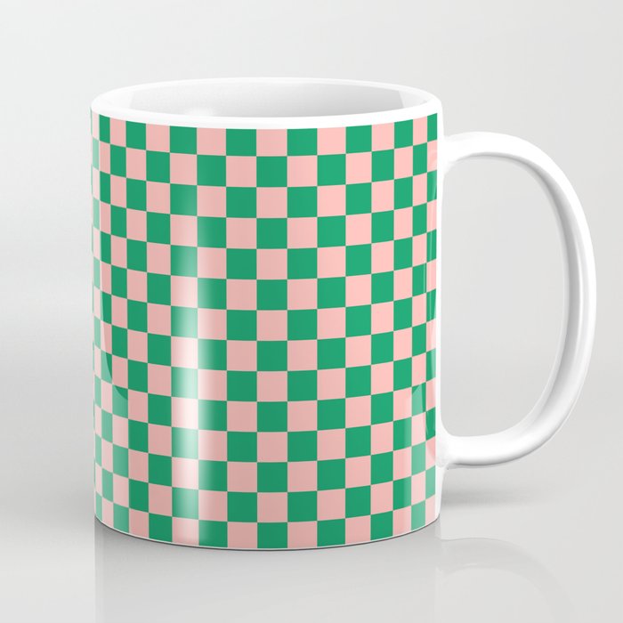 Miniature Check Pattern in Pink and Green Coffee Mug Gallery Image 1