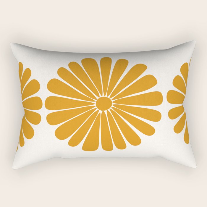 Retro Daisy Abstract V Golden Yellow Bold Floral Rectangular Pillow Gallery Image 1