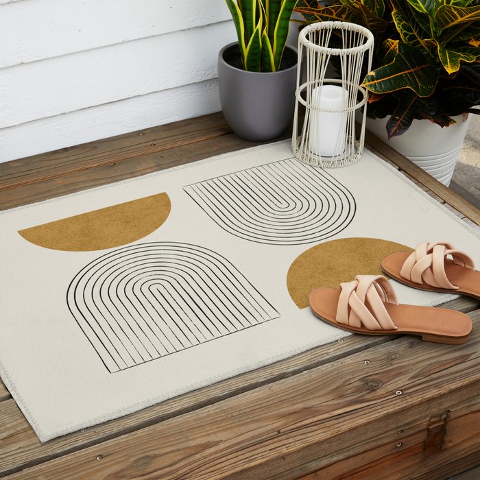 Arch Balance Gold Outdoor Rug Gallery Image 2