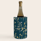 Leaves, Teal and Gold, Floral Artwork Print Wine Chiller Gallery Image 3