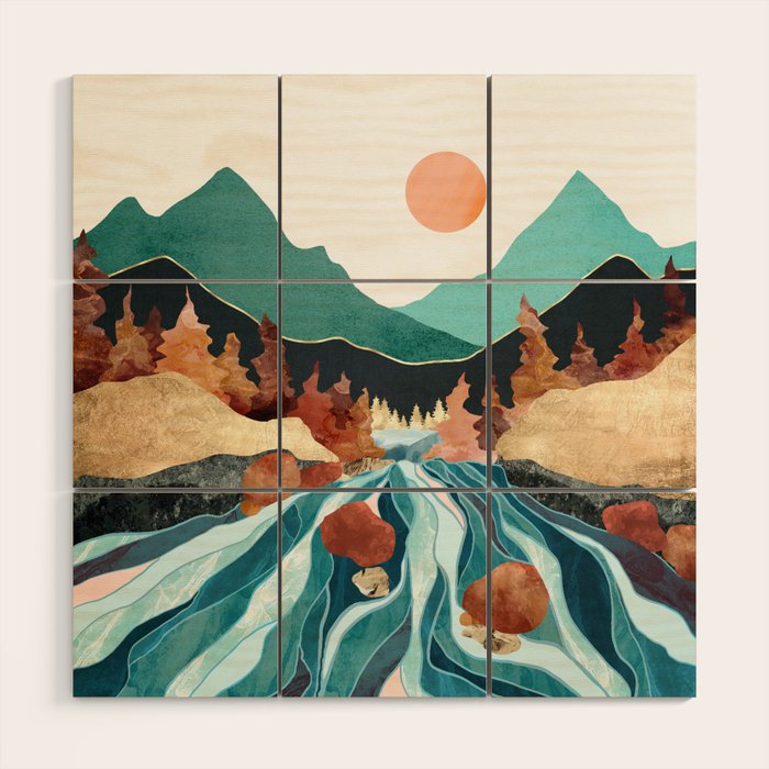Blue River Wood Wall Art Gallery Image 1