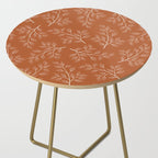 Delicate White Leaves and Branch on a Rust Orange Background Side Table Gallery Image 2