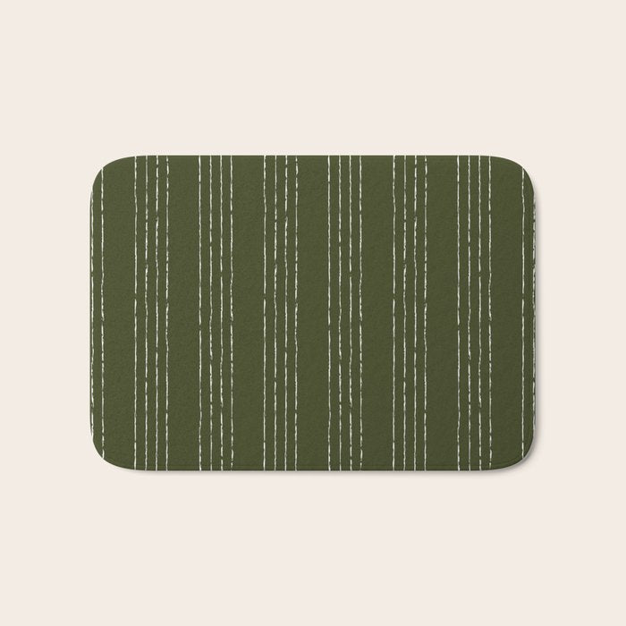 Lines #5 (Olive Green) Bath Mat Gallery Image 1