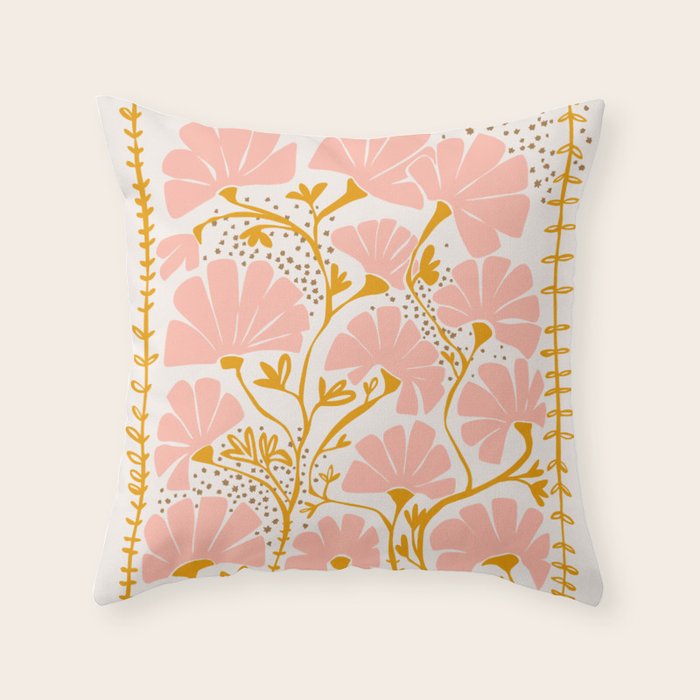 Ever blooming good vibes soft colors Throw Pillow Gallery Image 1