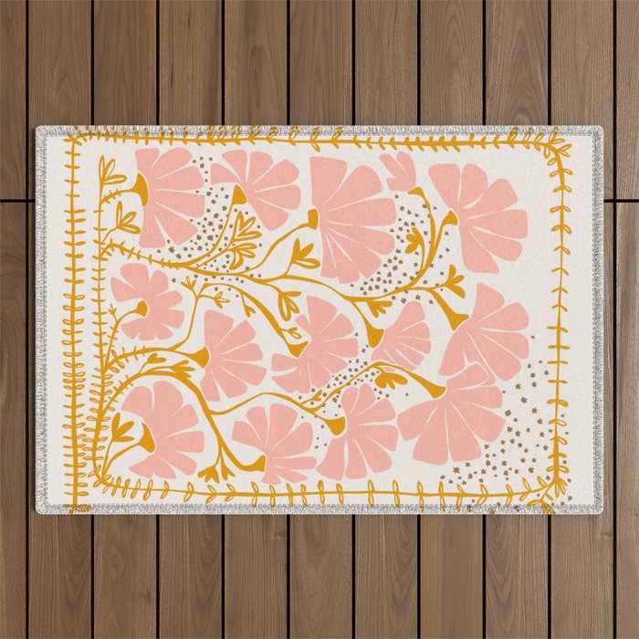 Ever blooming good vibes soft colors Outdoor Rug Gallery Image 1