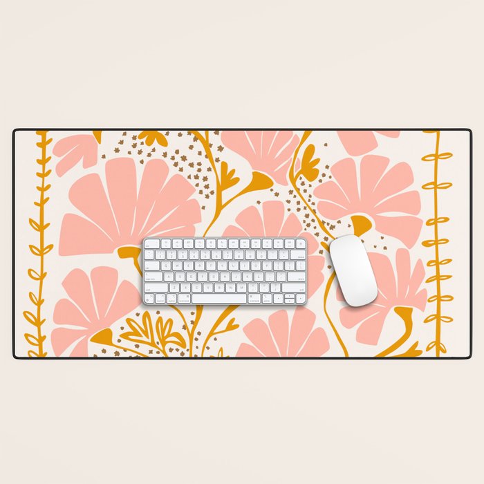 Ever blooming good vibes soft colors Desk Mat Gallery Image 1
