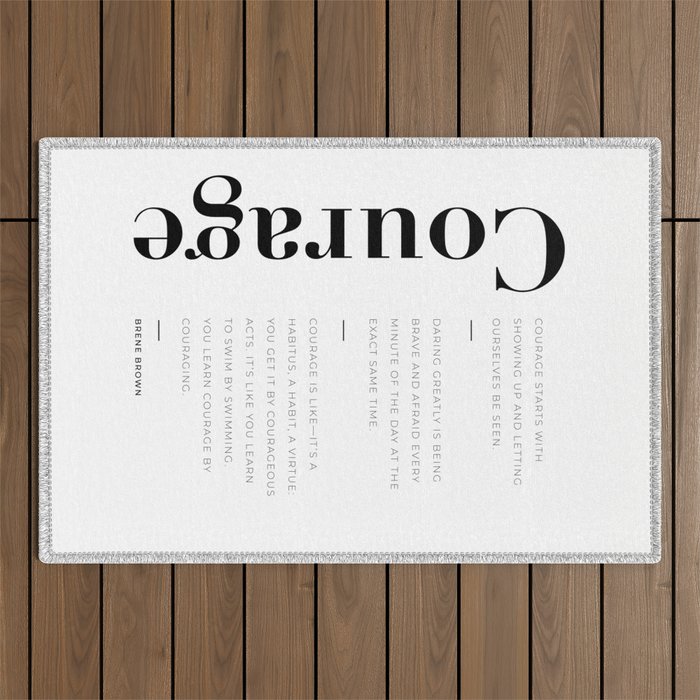 Courage quotes by Brene Brown collection Outdoor Rug Gallery Image 1