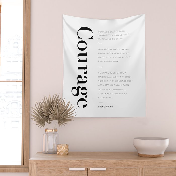 Courage quotes by Brene Brown collection Wall Tapestry Gallery Image 2