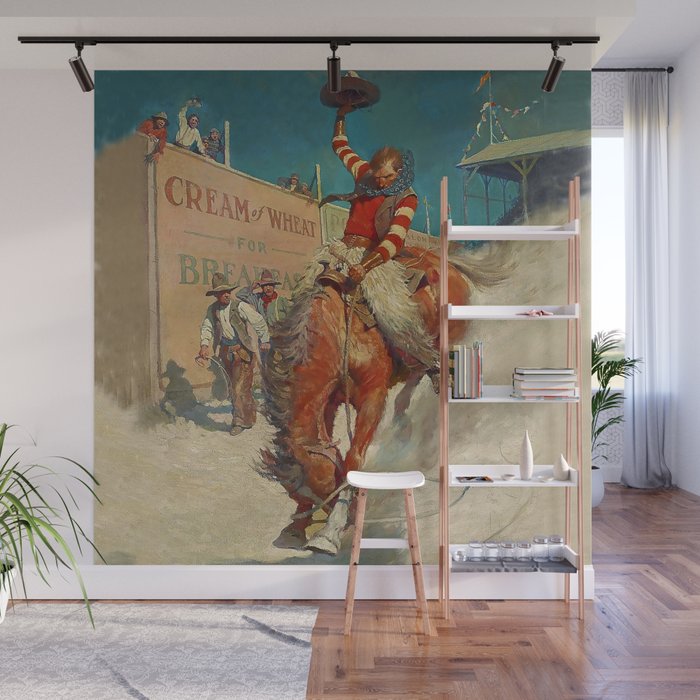 N C Wyeth Western Painting âThe Rodeoâ Wall Mural Gallery Image 1