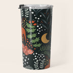 Full-Moon forest: Whimsical Woodland Nightscape with Deer and Moths Travel Mug Gallery Image 3