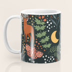 Full-Moon forest: Whimsical Woodland Nightscape with Deer and Moths Coffee Mug Gallery Image 3