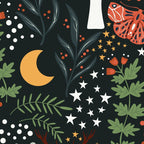 Full-Moon forest: Whimsical Woodland Nightscape with Deer and Moths Coffee Mug Gallery Image 2