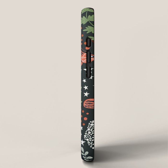 Full-Moon forest: Whimsical Woodland Nightscape with Deer and Moths iPhone Case Gallery Image 2