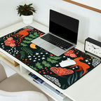 Full-Moon forest: Whimsical Woodland Nightscape with Deer and Moths Desk Mat Gallery Image 2