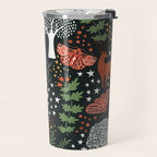 Full-Moon forest: Whimsical Woodland Nightscape with Deer and Moths Travel Mug Gallery Image 2