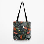 Full-Moon forest: Whimsical Woodland Nightscape with Deer and Moths Tote Bag Gallery Image 2