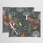 Full-Moon forest: Whimsical Woodland Nightscape with Deer and Moths Placemat Gallery Image 1