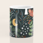 Full-Moon forest: Whimsical Woodland Nightscape with Deer and Moths Coffee Mug Gallery Image 4