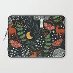 Full-Moon forest: Whimsical Woodland Nightscape with Deer and Moths Laptop Sleeve Gallery Image 1