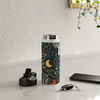 Full-Moon forest: Whimsical Woodland Nightscape with Deer and Moths Water Bottle Gallery Image 4