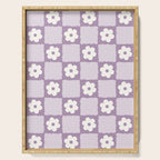 Retro Daisy Flower Checker in Purple Serving Tray Gallery Image 1