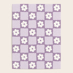 Retro Daisy Flower Checker in Purple Poster Gallery Image 4