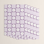 Retro Daisy Flower Checker in Purple Wrapping Paper Gallery Image 3
