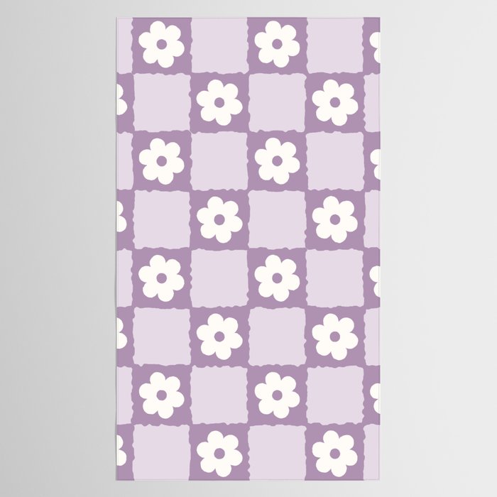 Retro Daisy Flower Checker in Purple Tablecloth Gallery Image 2