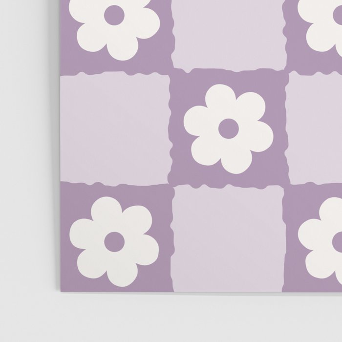Retro Daisy Flower Checker in Purple Poster Gallery Image 3
