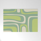Mid-Century Modern Palm Springs Abstract Pattern Light Lime Jade Green Welcome Mat Gallery Image 1