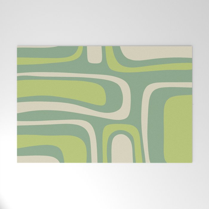 Mid-Century Modern Palm Springs Abstract Pattern Light Lime Jade Green Welcome Mat Gallery Image 1