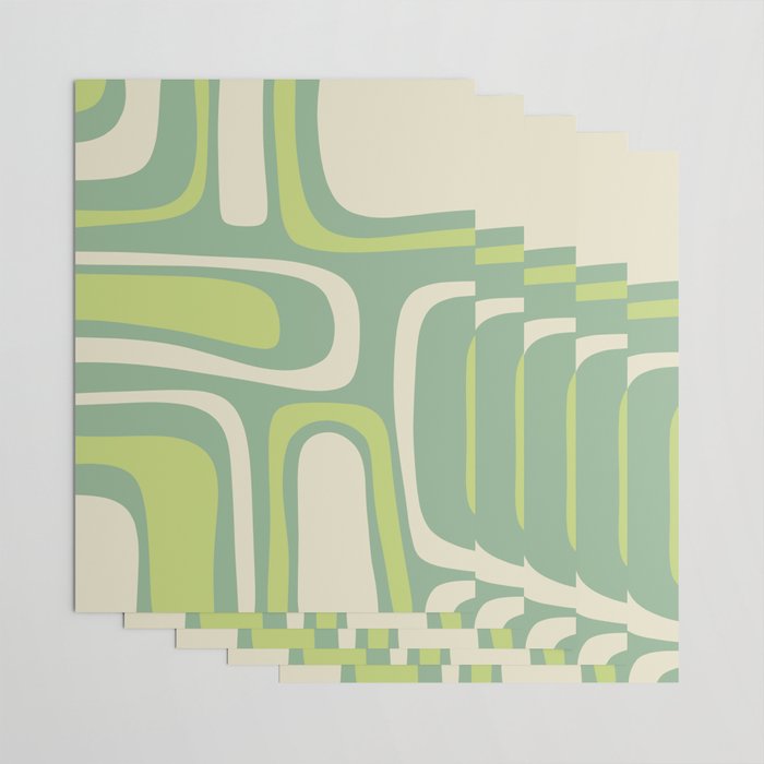 Mid-Century Modern Palm Springs Abstract Pattern Light Lime Jade Green Wrapping Paper Gallery Image 3