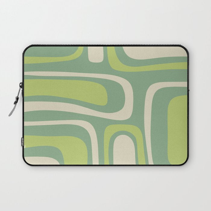 Mid-Century Modern Palm Springs Abstract Pattern Light Lime Jade Green Laptop Sleeve Gallery Image 1
