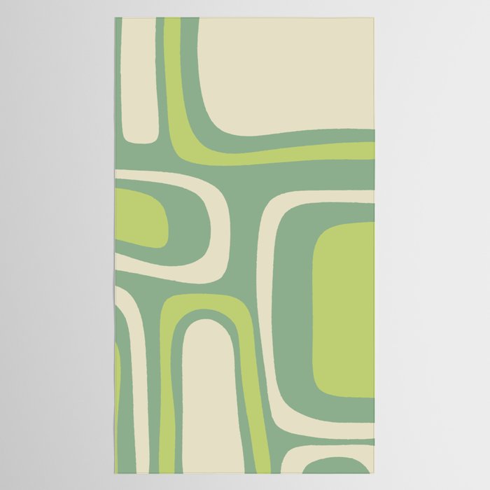 Mid-Century Modern Palm Springs Abstract Pattern Light Lime Jade Green Tablecloth Gallery Image 2