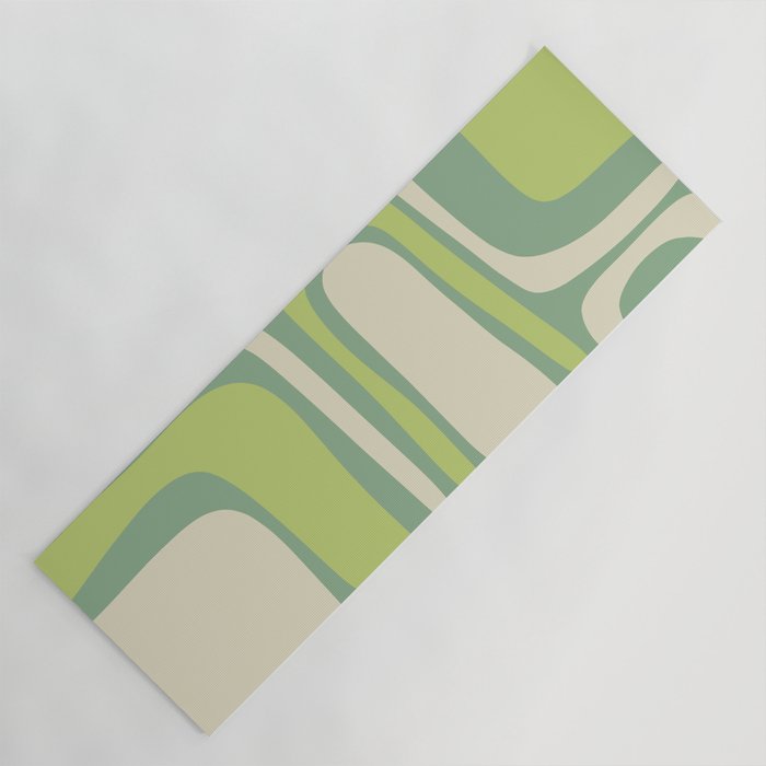 Mid-Century Modern Palm Springs Abstract Pattern Light Lime Jade Green Yoga Mat Gallery Image 1