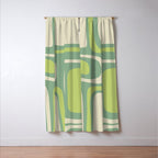 Mid-Century Modern Palm Springs Abstract Pattern Light Lime Jade Green Window Curtain Gallery Image 3