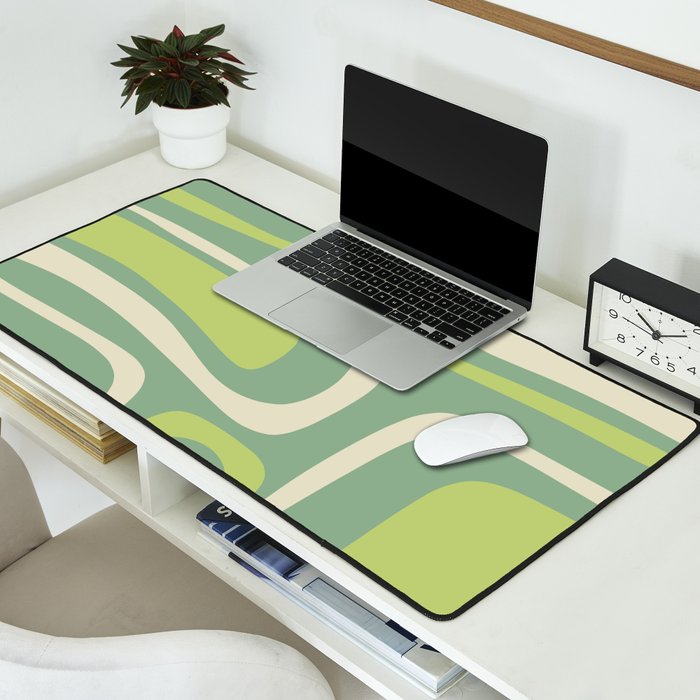 Mid-Century Modern Palm Springs Abstract Pattern Light Lime Jade Green Desk Mat Gallery Image 2