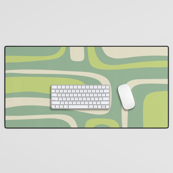 Mid-Century Modern Palm Springs Abstract Pattern Light Lime Jade Green Desk Mat Gallery Image 1
