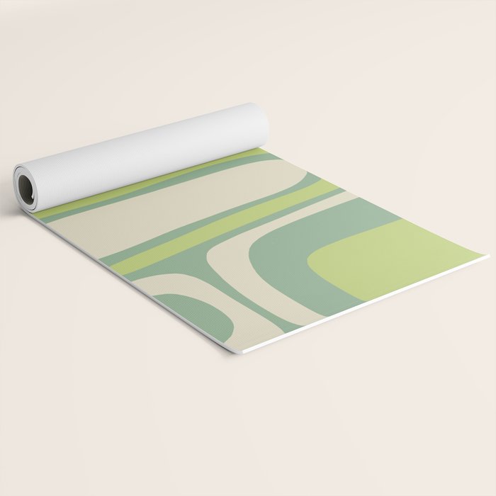 Mid-Century Modern Palm Springs Abstract Pattern Light Lime Jade Green Yoga Mat Gallery Image 2