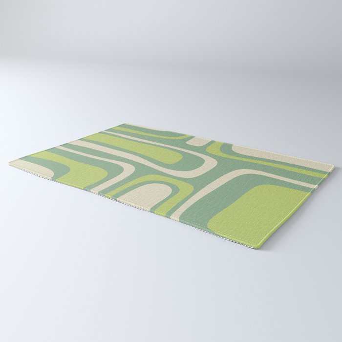Mid-Century Modern Palm Springs Abstract Pattern Light Lime Jade Green Rug Gallery Image 3