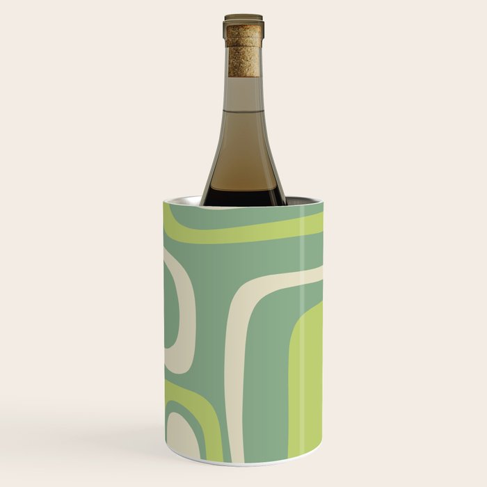 Mid-Century Modern Palm Springs Abstract Pattern Light Lime Jade Green Wine Chiller Gallery Image 3