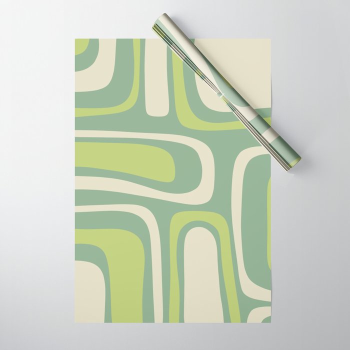 Mid-Century Modern Palm Springs Abstract Pattern Light Lime Jade Green Wrapping Paper Gallery Image 1