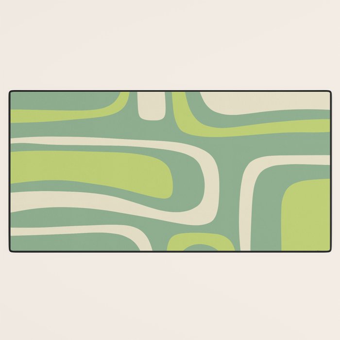 Mid-Century Modern Palm Springs Abstract Pattern Light Lime Jade Green Desk Mat Gallery Image 3