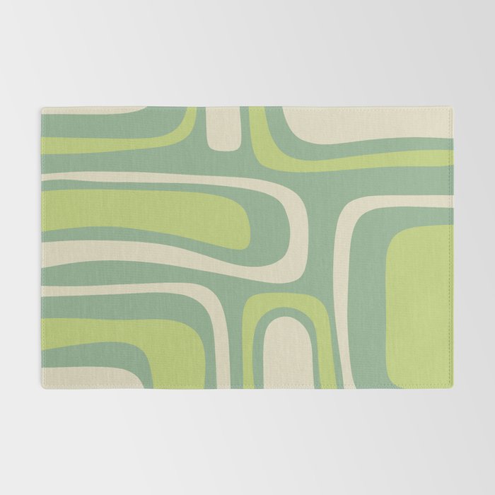 Mid-Century Modern Palm Springs Abstract Pattern Light Lime Jade Green Rug Gallery Image 2