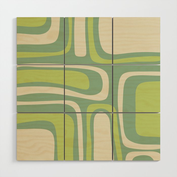 Mid-Century Modern Palm Springs Abstract Pattern Light Lime Jade Green Wood Wall Art Gallery Image 1