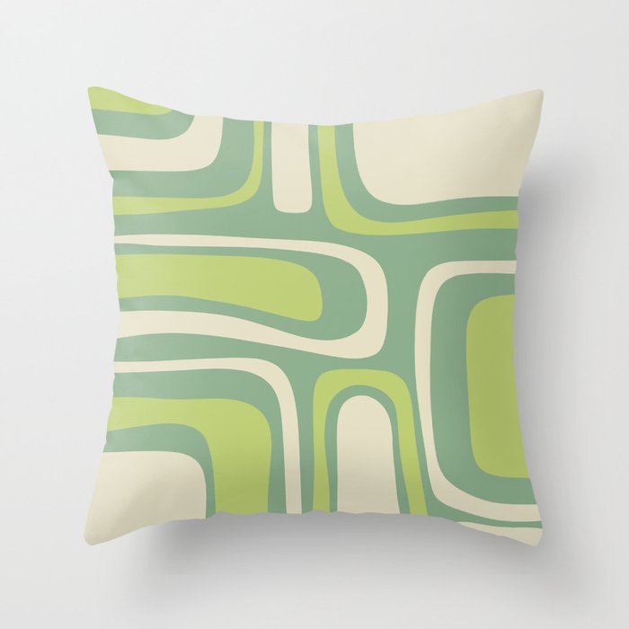 Mid-Century Modern Palm Springs Abstract Pattern Light Lime Jade Green Throw Pillow Gallery Image 6